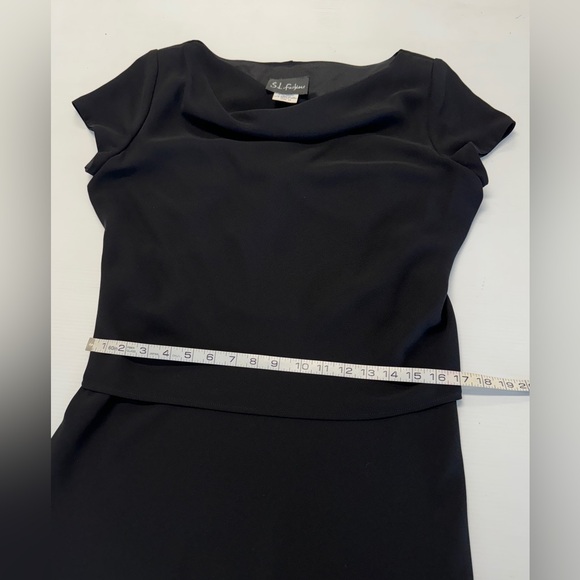 S.L. Fashions Black Evening Drape Neck Dress Size 12 - Picture 5 of 7